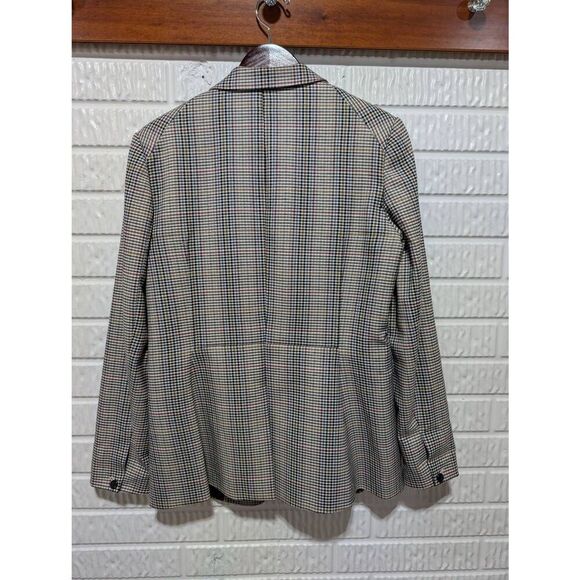 1.STATE Women's Black Tan & White Small Checked Pattern Blazer Jacket Size 10 - Picture 5 of 8